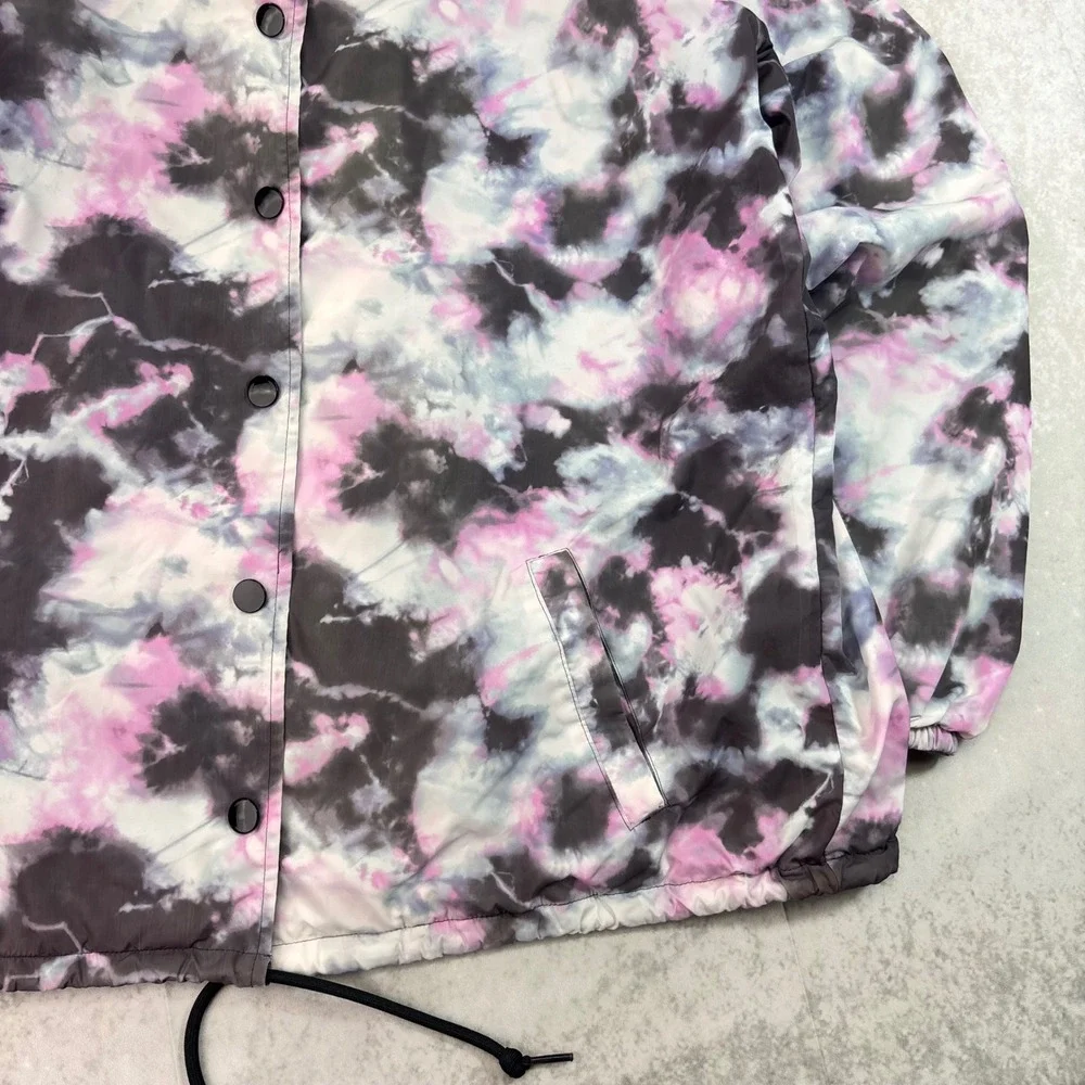 Victoria's Secret PINK Tie Dye Coach Jacket Women's M Snap Front Windbreaker
